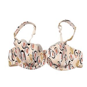 Panache Harlequin Inca Padded Balconette Underwire Bra Beige Geometric Size 34D